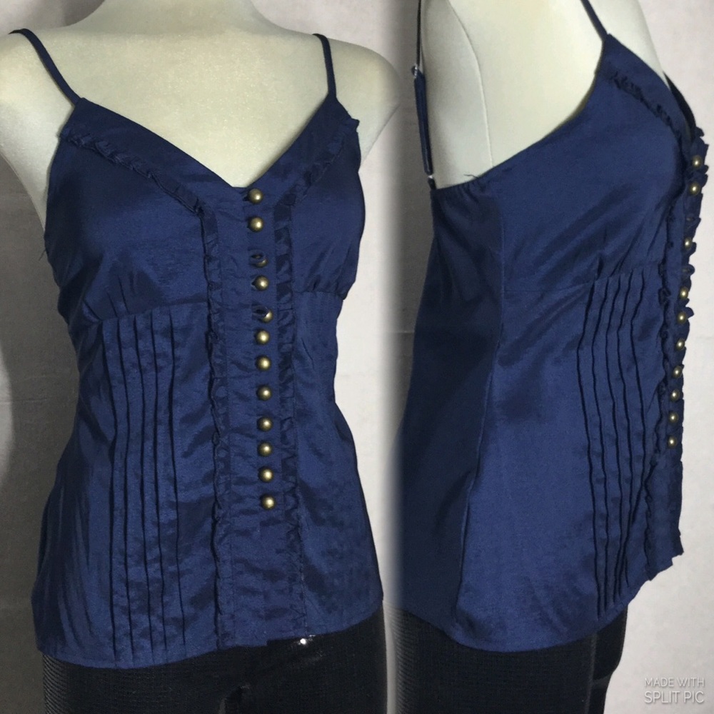 Blue Polyester silk fabric top-front curly size 8